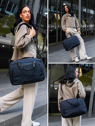 ALPAKA Bravo Brief Laptop Briefcase Business Shoulder Bag | Fits 16-inch Laptop, Detachable Shoulder Strap, For Men and Women Work Travel, Weatherproof Fabric Axoflux 400D - color: Moonlight Blue