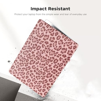 for MacBook Neo Case 13-inch 2026 A3404, Pink Leopard Print | Textured Cheetah Leather Laptop Cover with Logo Cutout, Slim Two-Piece Snap On Shell Includes Matching Keyboard Cover - color: Leopard Pink