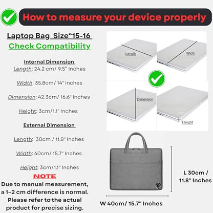 Dark Grey Laptop Shoulder Bag 15-16 Inch ONLY MacBook Pro 15 16 Air 15 M2 Dell XPS 15 G15 Gaming HP ProBook 450 Lenovo ThinkPad E15 T15 ASUS TUF Gaming A15 Acer Nitro 5 Business Professional - color: Dark Grey, size: Large 15-16 Inches
