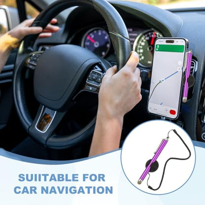 PATIKIL 2 Pcs Screen Capacitive Pen with Spring Rope Fixing Dock High Sensitivity for Mobile Phone Car Navigation GPS POS Tablet Laptop, Purple - color: Purple