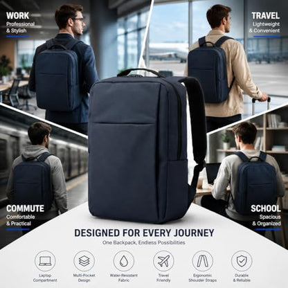 Laptop Backpack for Women & Men, 15.6" Laptop and Tablet Bag with Computer Compartment – Lightweight, Durable Travel & Work Backpacks, Blue - color: Backpack 01 Blue