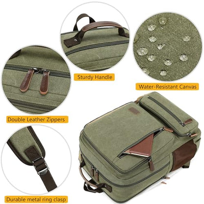 Canvas Laptop Backpack for Men Women,Durable Travel Work Business Rucksack Bookbags Fits 15.6 Inch Notebook & Laptops,College Backpacks Computer Bag Weekender Hiking Daypack(Green) - color: Green