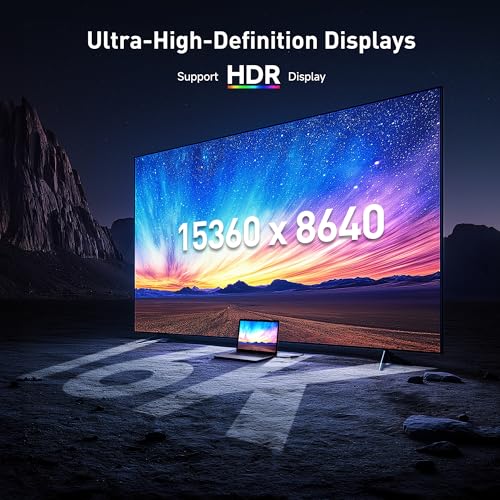 Cable Matters 80Gbps Unidirectional USB C to DisplayPort 2.1 Adapter | 16K@60Hz / 8K@240Hz / 4K@960Hz, HDR, USB C to DP 2.1, Thunderbolt 5/4 and USB4 Compatible, for VR Headset/MacBook/XPS