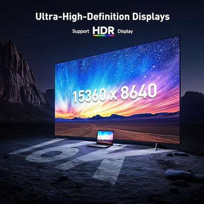Cable Matters 80Gbps Unidirectional USB C to DisplayPort 2.1 Adapter | 16K@60Hz / 8K@240Hz / 4K@960Hz, HDR, USB C to DP 2.1, Thunderbolt 5/4 and USB4 Compatible, for VR Headset/MacBook/XPS