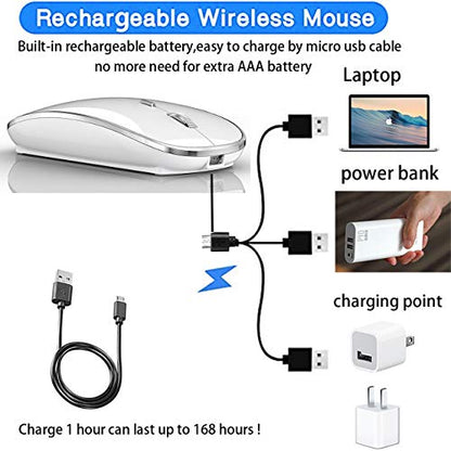 2.4G USB C Receiver Wireless Mouse for Computer Chromebook for Microsoft Laptop Mac DELL HP iMac MacBook Pro Air Win7 8 10 11 - color: WHITE 2