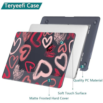 Teryeefi for MacBook Air 13 inch Case M1 A2337 A2179 A1932 (2020 2019 2018 Releaes) with Retina Display with Touch ID, PC Plastic Hard Shell & Keyboard Cover & Screen Protector, Heart A002 - color: Heart A002