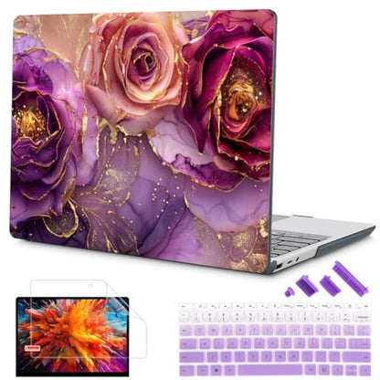 Mektron Surface Laptop Go 12.4 inch Case Compatible with Go 3/2/1 Microsoft Surface Laptop 12.4" Cover 2023-2020 Releases Model 1943/2013 Plastic Hard Shell Case with Screen Protector, Marble Flowers - color: Marble Flowers