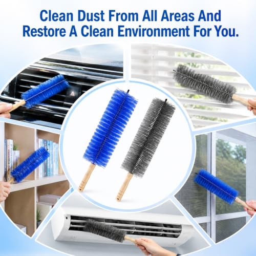 Fan Cleaning Brush,Fan Brush Cobweb Duster Microfiber Duster,Bendable Microfiber Head,Fan Cleaner Brush Reusable Dust Remover Washable ldeal for Electric Fans Air Conditioning,Curtain(Mixed 2Pcs)