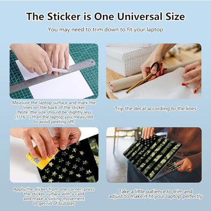 Universal Laptop Skin Sticker with 2 Wrist Pad Skins, Waterproof Scratch Resistant Vinyl Laptop Cover Decal, Cut to Fit for 11–15.6 Inch MacBook HP Dell Lenovo, Camo Flag - color: Camo Flag