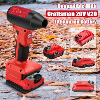 Cordless Leaf Blower, 130000 RPM High Speed Jet Fan, Compatible with Craftsman 20V Battery, Lightweight Handheld Electric Blower for Lawn Care, Yard, Patio, Dust & Debris Cleaning - size: 130000 RPM for Craftsman 20V