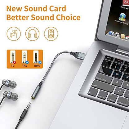 MCSPER 2-Pack USB to 3.5mm Jack Audio Adapter,External Sound Card USB-A to Audio Jack Adapter with Aux Stereo Converter Compatible with Headset, Desktops, PC Windows,Laptop Mac,Linux,and More Device - size: 2 Pack