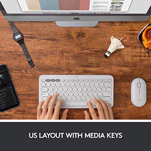 Logitech K380 Multi-Device Wireless Bluetooth Keyboard for Mac - Off White (Renewed)