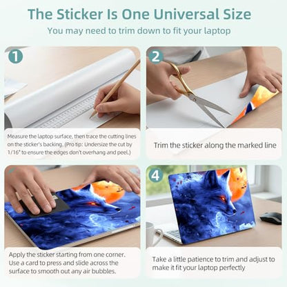 Universal Laptop Skin Decal, 3-Piece Vinyl Protector for 12 13 14 15.6" Notebook, Waterproof Anti-Scratch, Easy Trim & Bubble-Free Finish, Mystical Nine-Tailed Fox - color: Mystical Nine-tailed Fox