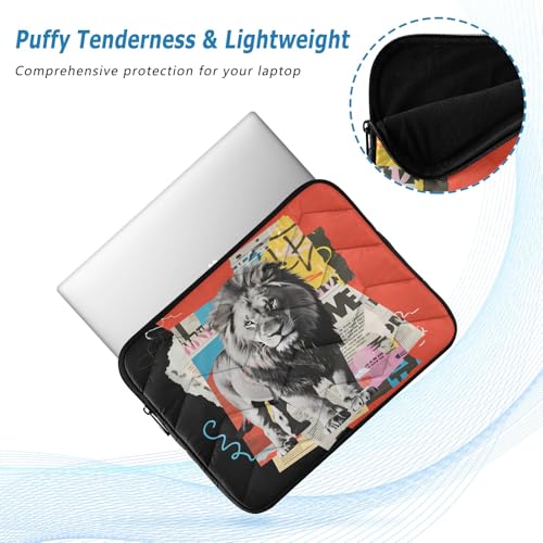 Lion Red Black Padded Laptop Sleeve Case 13 Inch Soft Quilted Laptop Bag Waterproof Computer Sleeves - color: lion red black, size: Medium