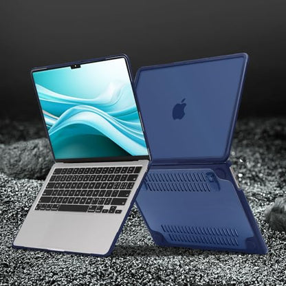 MOSISO Compatible with MacBook Air 13 inch Case M5 M4 M3 M2, Navy Blue | 4 in 1 Kit Anti-Crack Hard Shell with Kickstand for MacBook Air 13.6 inch Case 2026-2022 A3449 A3240 A3113 A2681 - color: Navy Blue
