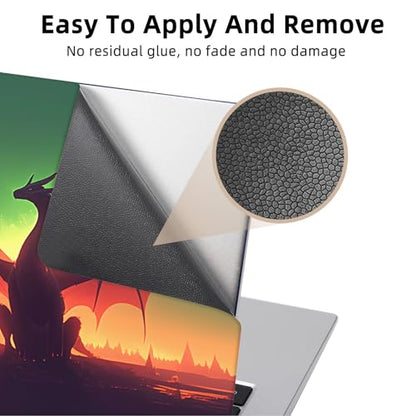 Aesthetic Laptop Skin Cover,12-15.6 Inch Universal Vinyl Sticker Decal,Waterproof Scratch-Resistant Notebook Wrap,Removable Residue-Free Protector,Dragon Silhouette Sunset - color: Dragon Silhouette Sunset