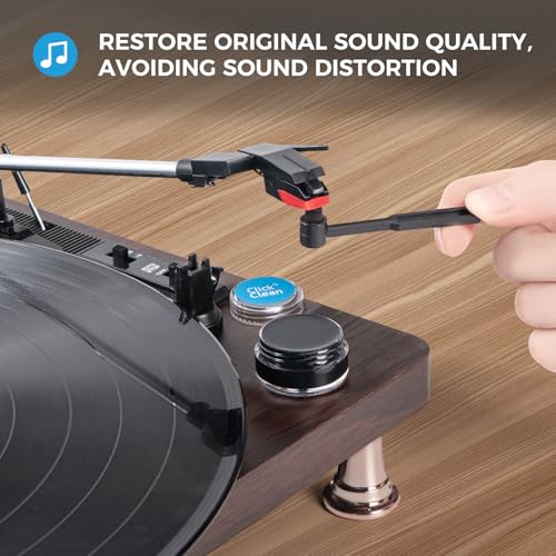Click Clean 8-in-1 Vinyl Record Cleaning Kit, Complete LP Care Set | Complete Vinyl Care Set with Velvet Record Brush, Stylus Brush, Needle Gel, Cleaning Solution & More, For LPs & Turntables