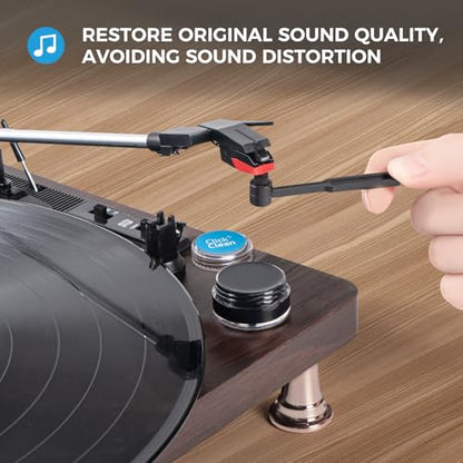Click Clean 8-in-1 Vinyl Record Cleaning Kit, Complete LP Care Set | Complete Vinyl Care Set with Velvet Record Brush, Stylus Brush, Needle Gel, Cleaning Solution & More, For LPs & Turntables