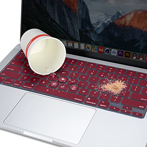 MOSISO Keyboard Cover Skin Compatible with MacBook Air 15 inch M3 M2 | A3114 A2941/Air 13.6 A3113 A2681/Pro 14/16 M4 M3 M2 M1, Marsala Red - color: Marsala Red