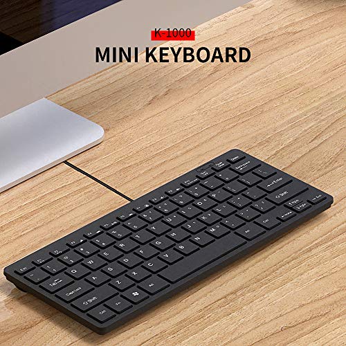 Mini Keyboard, Compact 78 Key Wired USB Keypad, Slim Portable Keyboard with Chiclet Keys for Office, Travel, Small Desk, PC, Laptop, Plug and Play