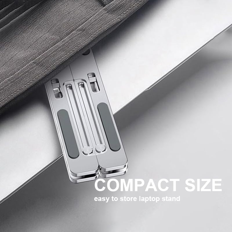 Foldable Laptop Stand, Laptop Holder Riser, Computer Tablet Stand, Compatible with 10-15.6 Inch Laptops, iPad, Phones, Tablets (Black, White)