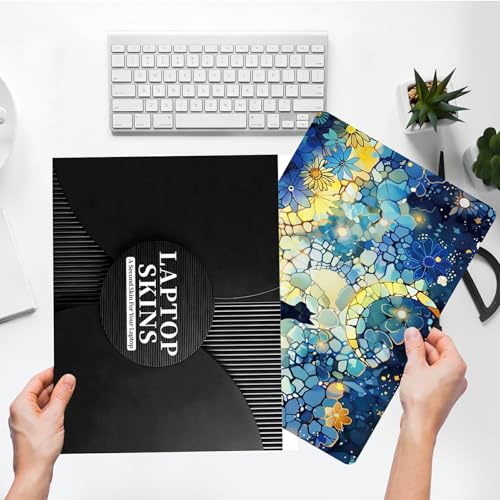 Universal Laptop Skin Sticker with 2 Wrist Pad Skins, Waterproof Scratch Resistant Vinyl Laptop Cover Decal, Cut to Fit for 11–15.6 Inch MacBook HP Dell Lenovo, Glass Cat Moon - color: Glass Cat Moon