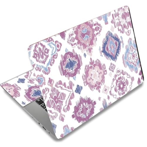 SUPERDANT Laptop Skin Stickers Laptops Cover Decals Notebook PC Computer Art Protector Universal Reusable Waterproof Vinyl Art Decal Fits 12-15.6 inch Pink Watercolor Style Tribal Pattern Purple White - color: Purple+white