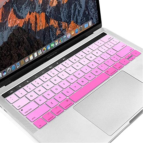 ProElife Ultra Thin Keyboard Cover Skin for MacBook Pro 13-inch 15-inch with Touch Bar (Model A2159, A1989, A1990, A1706, A1707) (2019 2018 2017 2016) (Ombre Pink) | Ombre Pink, Ultra-Thin (0.26 mm), Silicone Protective Skin, Dust-proof, Precision Molded,