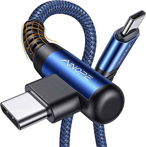 AINOPE USB C Cable 60W 2-Pack 10ft Nylon Braided USB C to USB C Cable Type C Charger Fast Charging Right Angle USBC Cable Charger Cord for iPhone 16 Pro Max 15 Plus Samsung S24 S23 iPad Pro Blue - color: Blue, size: 10FT+10FT