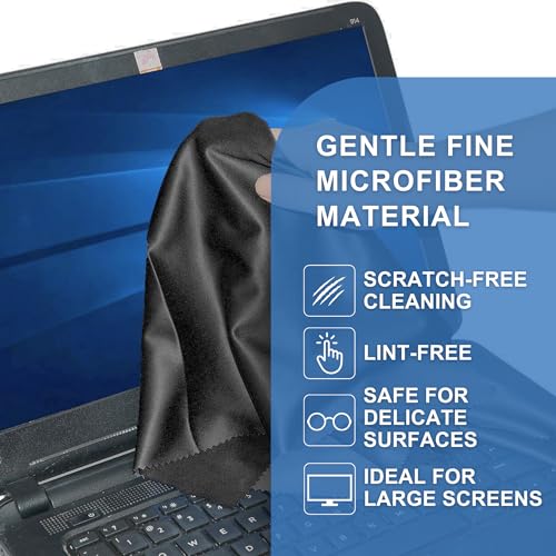 Eco-Fused Large Microfiber Cleaning Cloths - 4 Pack - 18 x 18 inch - Perfect for Wide Screen TVs, Large Computer Monitors- Also for Cleaning Glasses, Camera Lenses, Laptops and LCD Screens- Blue/Black - color: 4 Pack - 18 X 18 Inch