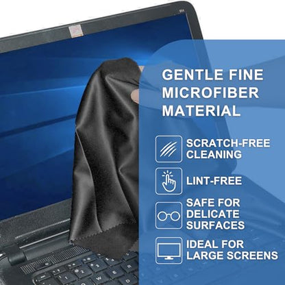 Eco-Fused Large Microfiber Cleaning Cloths - 4 Pack - 18 x 18 inch - Perfect for Wide Screen TVs, Large Computer Monitors- Also for Cleaning Glasses, Camera Lenses, Laptops and LCD Screens- Blue/Black - color: 4 Pack - 18 X 18 Inch