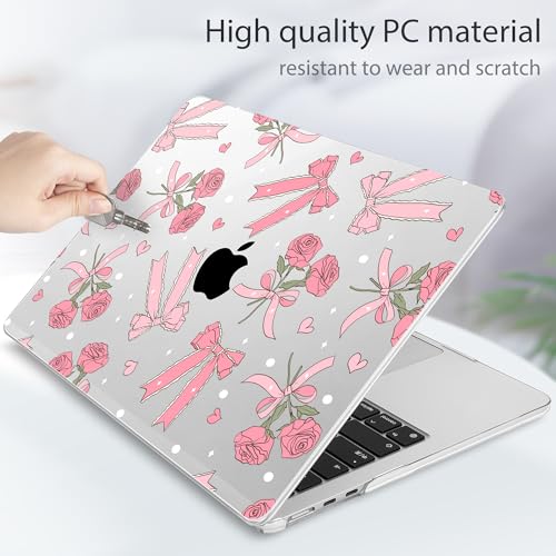 Tuiklol for 2026 2025 2024 2023 MacBook Air 15 inch Case Model M5 A3448 M4 A3241 M3 A3114 M2 A2941 Hard Shell Case for MacBook 15.3'' Cover, Bow & Rose - color: Bow & Rose