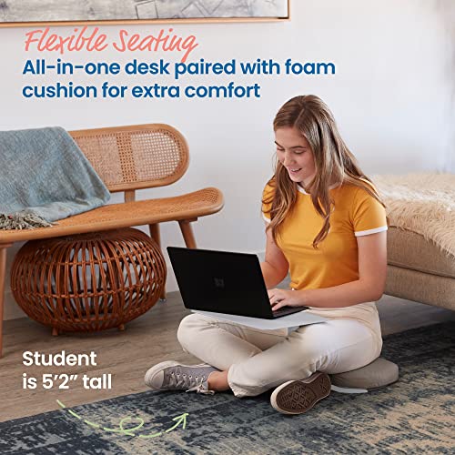 ECR4Kids The Surf Portable Lap Desk with Cushion, Flexible Seating, Light Grey - color: Light Grey