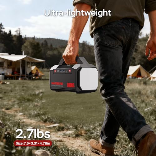 MARBERO Power Bank 60,000mAh Portable Power Station 222Wh with 60W PD Fast Charge & LED Light for Home Backup Outdoor Camping RV Travel and Emergency Power Supply - color: Red Black
