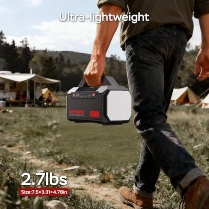 MARBERO Power Bank 60,000mAh Portable Power Station 222Wh with 60W PD Fast Charge & LED Light for Home Backup Outdoor Camping RV Travel and Emergency Power Supply - color: Red Black