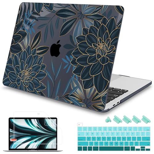 Mektron Designed Case for MacBook Pro 16 Inch A2141 Cover 2019 Release 16" with Liquid Retina Display/Touch ID, Plastic Hard Shell with Keyboard Skin & Screen Protector, Dahlia Flower C035 - color: Dahlia Flower C035
