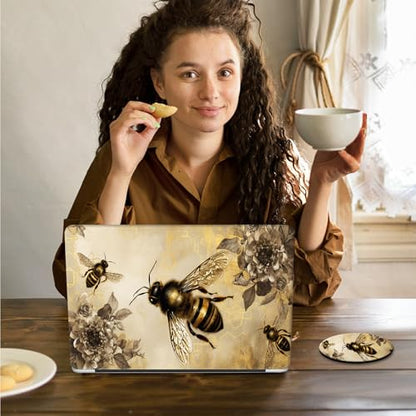 Laptop Skin Sticker Decal 15.6 Inch,12 13 13.3 14 15 15.6 in Laptop Netbook Skins for Notebook,Art Decal Removable Waterproof Scratch Resistant,Universal Vinyl Cover,Cute Bee Golden - color: Cute Bee Golden