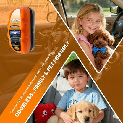 Car Screen Cleaner with Built-in Sponge | Effortlessly Removes Fingerprints, Dust and Make-up Stains | Anti Static Formula Safely Works on TV, Laptop, Computer Monitor, Phone, Dashboard & Console
