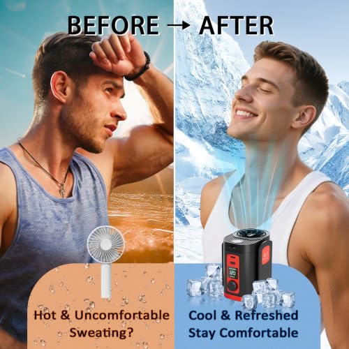 Portable Fan,120-Stepless Dial Waist Clip Fan Turbo Cooling,6000mAh Rechargeable Clip-On Personal Fan with LED flashlight,for Outdoor,Travel,Camping - color: Red