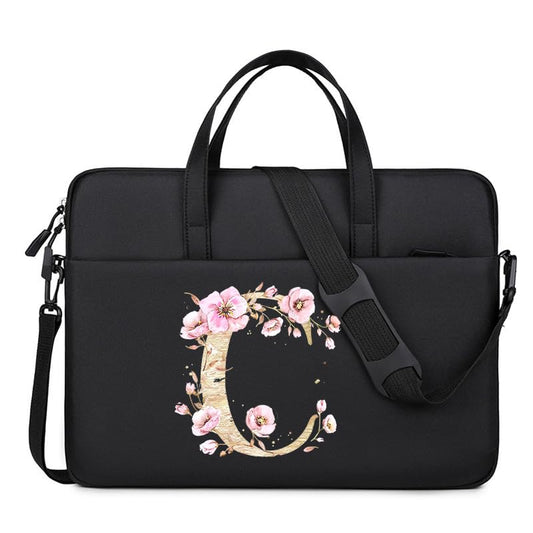 Computer Bag For Men & Women, With Initial Laptop Bag,14/15inches Messenger bag For Office、Business、Travel、School - color: Bk-c