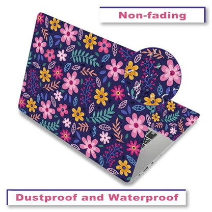 Laptop Decal Sticker Skin Cover, 11.6”12" 13" 13.3" 14" 15" 15.4" 15.6 inch Laptop Netbook Vinyl Skin Sticker Cover Art Notebook PC Protector (2 Wrist Pad Included), Removable Reusable, Flower Theme - color: Flower Theme