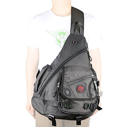 Large Sling Bag Laptop Backpack Cross Body Messenger Bag Shoulder Travel Rucksack (A-Black) - color: A-black