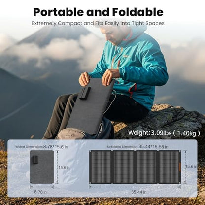 SOKIOVOLA 60W Portable Solar Panels NextGen Foldable Solar Panel Charger Kit 25% Efficiency with DC USB-C USB-A Output ETFE IP68 Waterproof Solar Panel for Travel Outdoor Camping RV Trip - color: 60 Gray