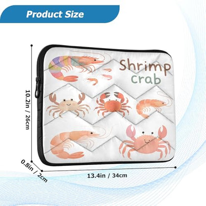 Cute Shrimp Crab Padded Laptop Sleeve Case 13 Inch Soft Quilted Laptop Bag Waterproof Computer Sleeves - color: Cute Shrimp Crab, size: Medium