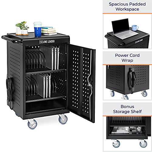 4-Pack | Line Leader 30 Unit Mobile Charging Cart with Locking Cabinets | UL Safety-Certified Charging Station for 30 Tablets, Laptops or Chromebooks | ANSI/BIFMA Standard Laptop Cart & Storage Cart - size: 4 PACK - 30 Tablet/Chromebook