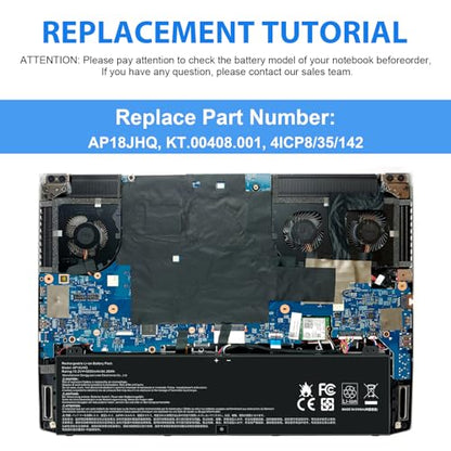 AP18JHQ Laptop Battery Replacement for Acer ConceptD 7 CN715-71 CN715-72G CN715-73G Pro CN715-71P CN715-72P Ezel CC715-71 Pro CC715-71 CC715-71P CC715-72P Predator Triton 500 PT515-51 PT515-52 - size: AP18JHQ 14.76 × 5.12 × 0.98 in