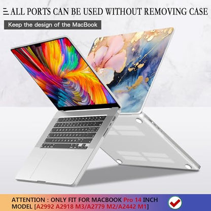 CISSOOK Compatible with MacBook Pro 14 inch Case 2026 2025 2024 2023 2022 | A3434 A3427 A3426 A3112 A3185 A3401 A2918 A2992, 5in1 Kit Hard Shell Case for MacBook Pro 14 M1 M2 M3 M4 M5, Marble Flower - color: 14inch-Marble Flower