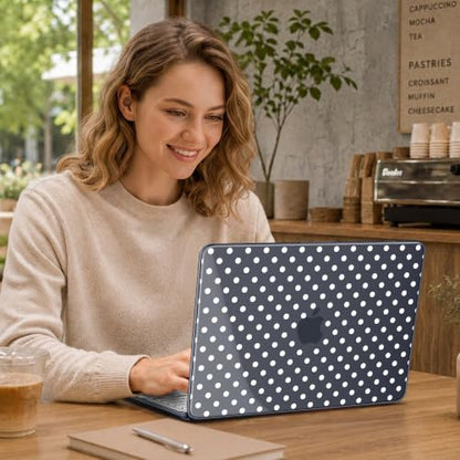 May Chen Compatible with MacBook Neo 13 inch Case 2026 Model A3404, Plastic Hard Shell,Keyboard Cover,Screen Protector,Dust Plug, for MacBook Neo 13" with A18 Pro Chip, Black Polka dot - color: Black Polka dot