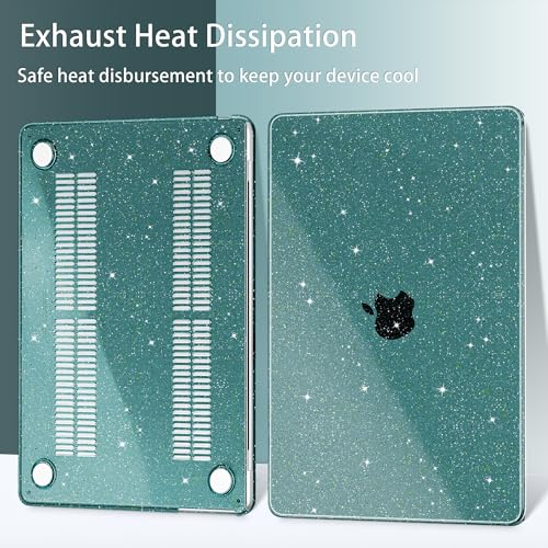 May Chen Case for MacBook Air 13/13.6-inch (M5/M4/M3/M2, 2022-2026 Models A3449 A3240 A3113 A2681), Lightweight | Closes Seamlessly | Ideal for Work Hard Shell Case, Dark Cyan Glitter - color: Dark Cyan Glitter