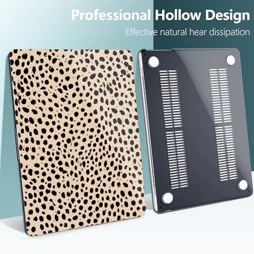 DONGKE for MacBook Air 13 Inch Case M5 2026 M4 2025 M3 M2 2024-2022 A3449 A3240 A3113 A2681, Plastic Hard Shell & Keyboard Cover & Screen Film for MacBook Air 13.6 Inch Case - Cheetah Spots - color: Cheetah Spots